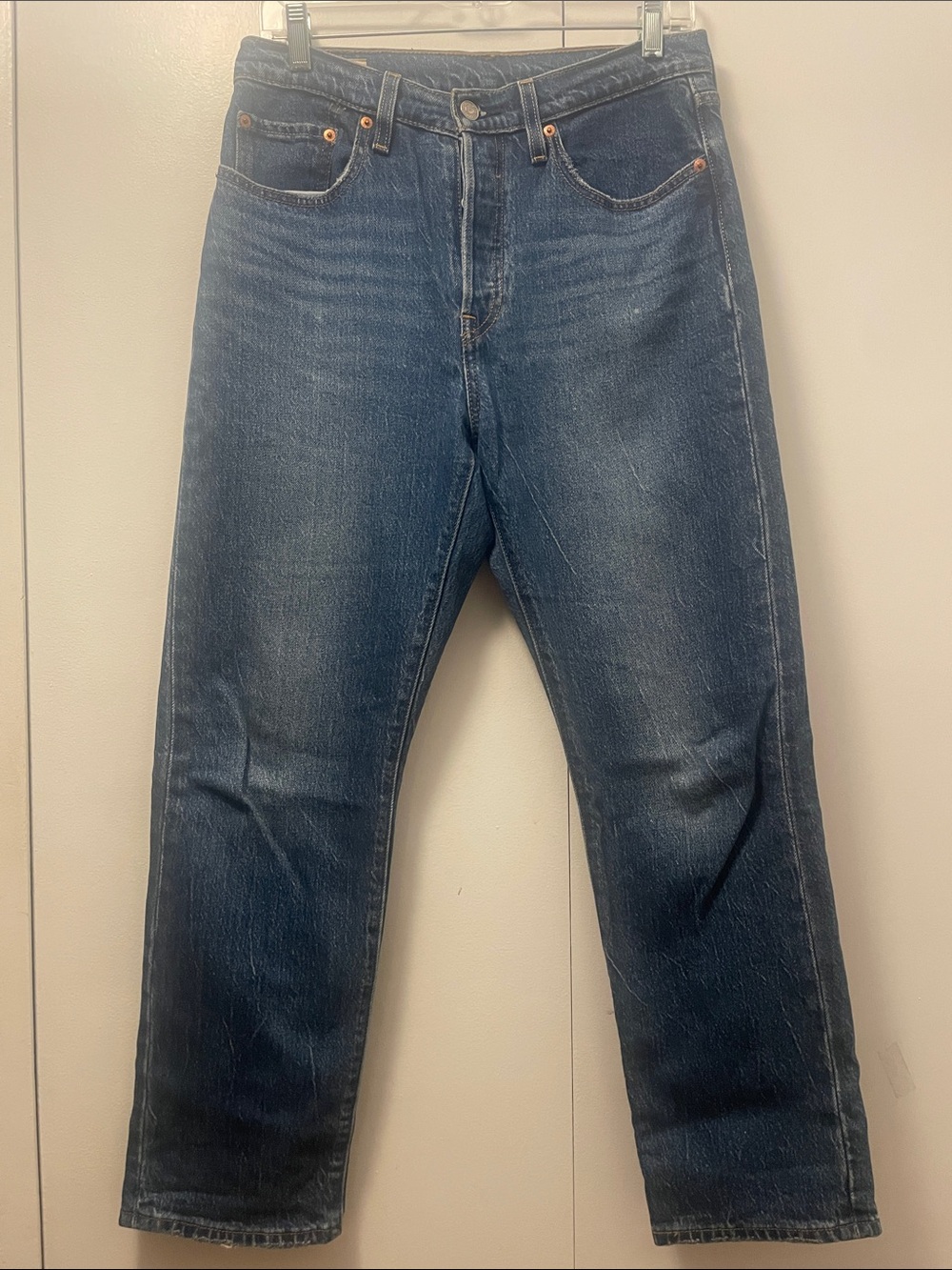 Classic Straight-Leg Jeans in Dark Blue Denim